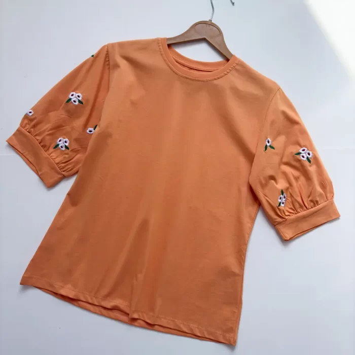 تیشرت آستین سه ربع بهار گلبهی