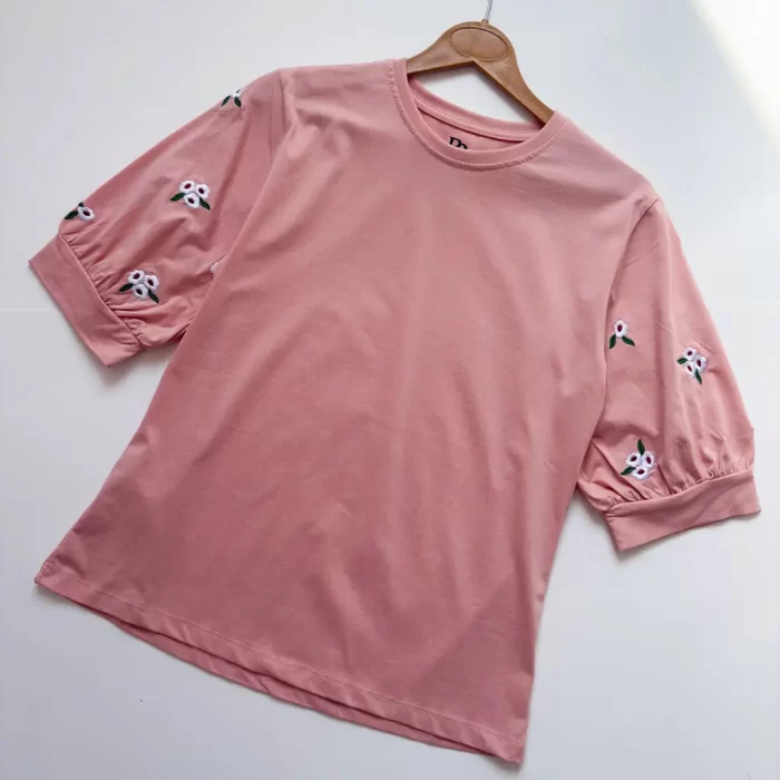 تیشرت آستین سه ربع بهار صورتی