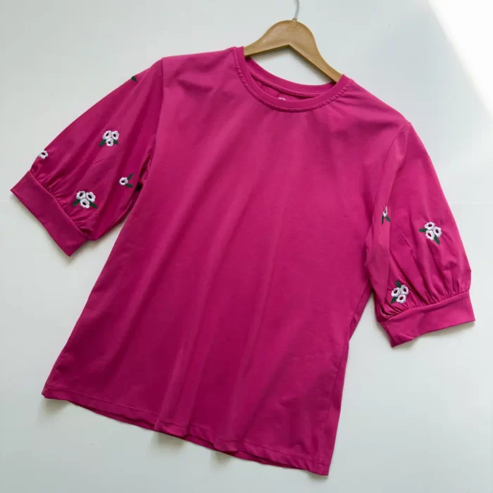 تیشرت آستین سه ربع بهار سرخابی