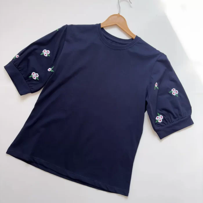 تیشرت آستین سه ربع بهار سورمه ای