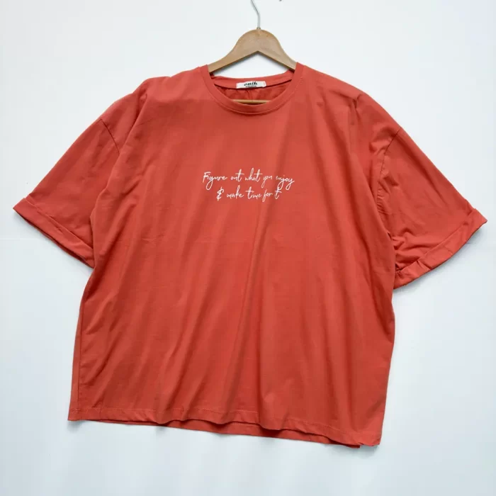 تیشرت لانگ آستین پاکتی فونت آجری