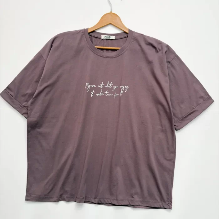 تیشرت لانگ آستین پاکتی فونت قهوه ای