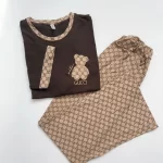 ست تیشرت و شلوار گوچی قهوه ای