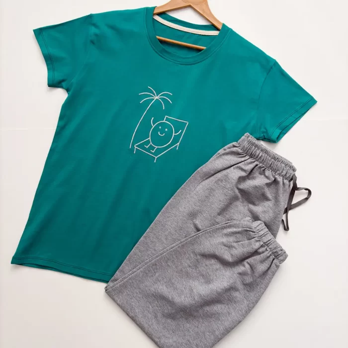 ست تیشرت شلوار دایره خوشحال سبز