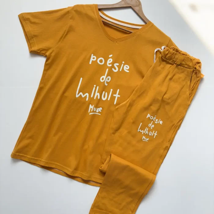 ست تیشرت و شلوار هلن خردلی