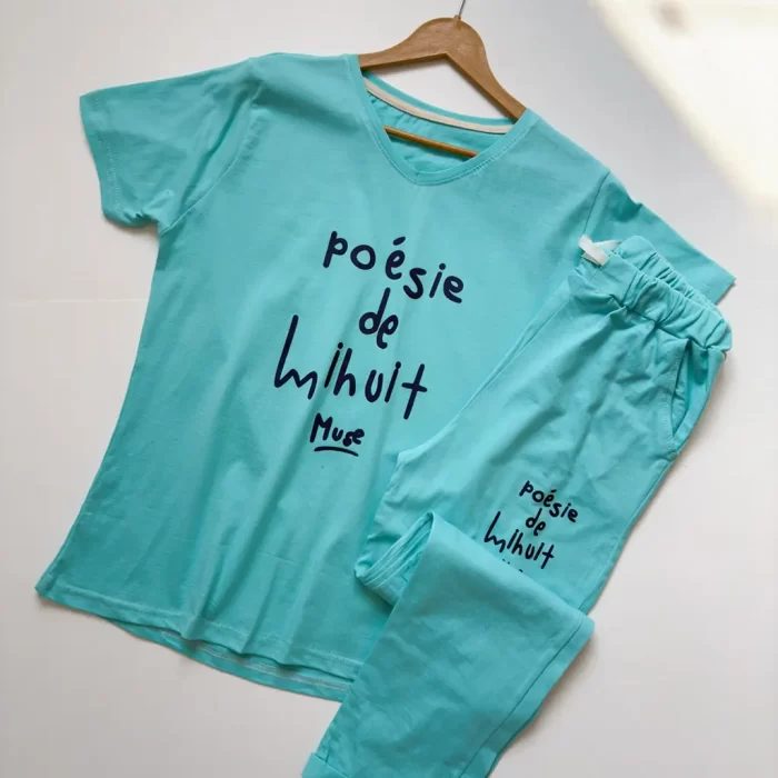 ست تیشرت و شلوار هلن آبی