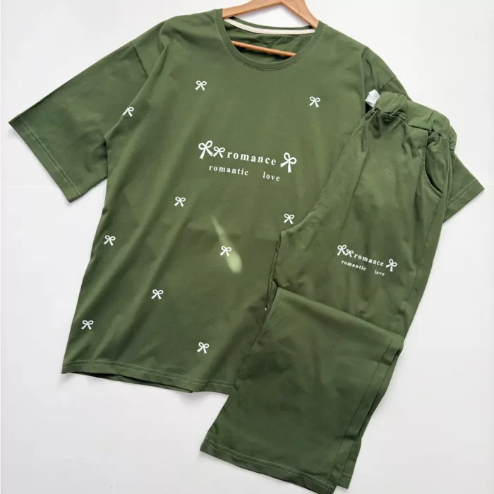 تیشرت و شلوار لانگ و بگ پاپیون سبز