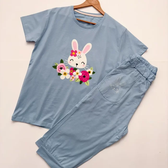 ست تیشرت و شلوارک‌ خرگوش آبی