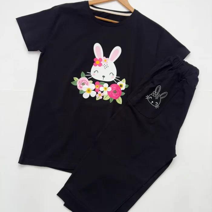 ست تیشرت و شلوارک‌ خرگوش مشکی