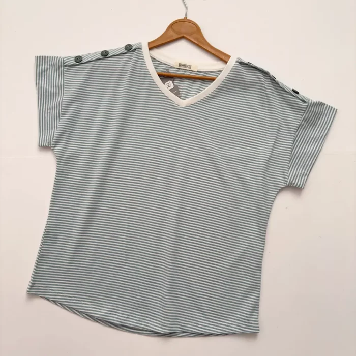 تیشرت راه راه سر شانه دکمه تیفانی