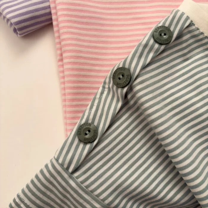 تیشرت راه راه سر شانه دکمه