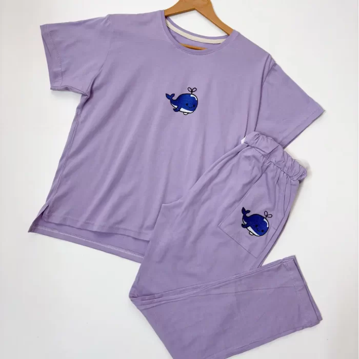 ست تیشرت و شلوار نهنگ یاسی