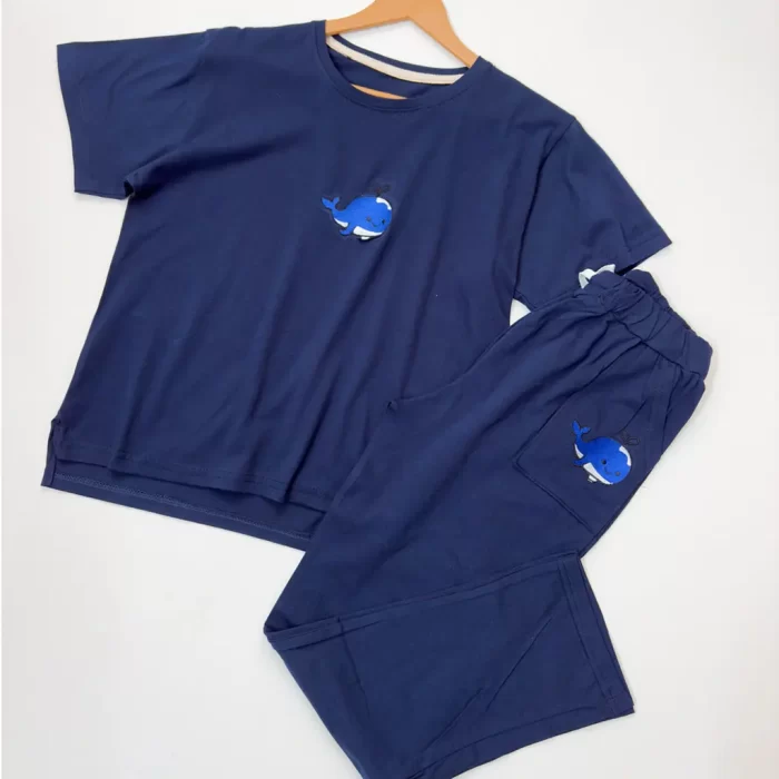 ست تیشرت و شلوار نهنگ سورمه ای