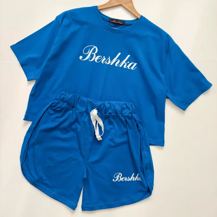 ست کراپ شورتک برشکا آبی