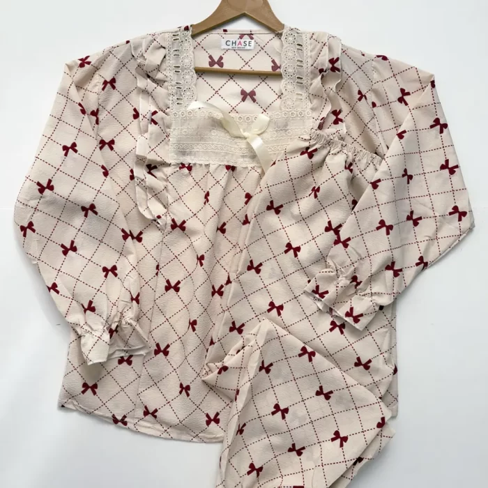 ست بلوز و شلوار فانتزی وارداتی صورتب پاپیونی