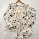 ست بلوز و شلوار فانتزی وارداتی سفید طرح پاندا