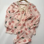 ست بلوز و شلوار فانتزی وارداتی صورتی گلدار