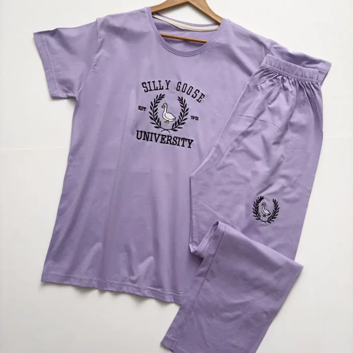 ست تیشرت و شلوار مرغابی بنفش