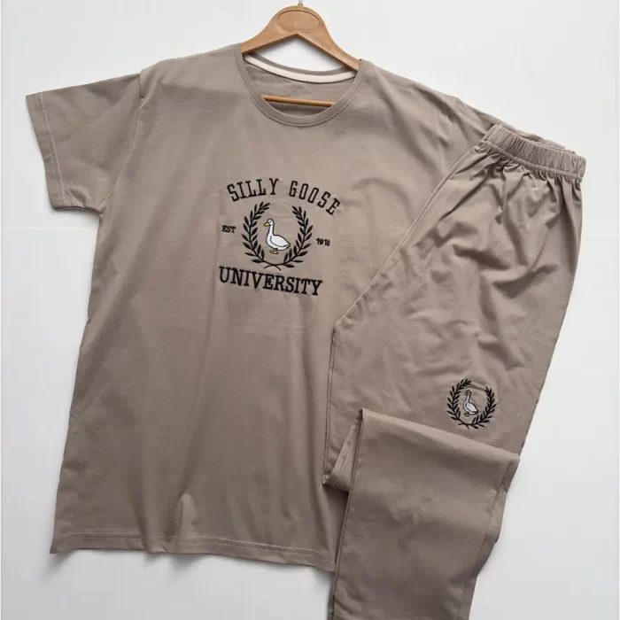 ست تیشرت و شلوار مرغابی خاکی