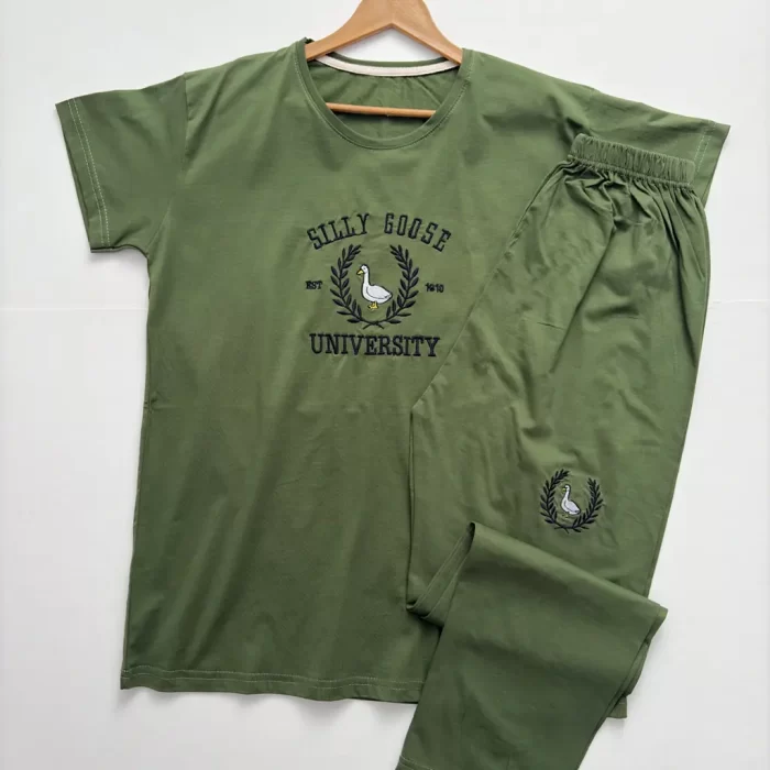 ست تیشرت و شلوار مرغابی سبز