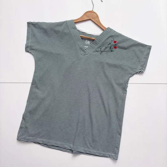 تیشرت راه راه گلدوزی نوک مدادی