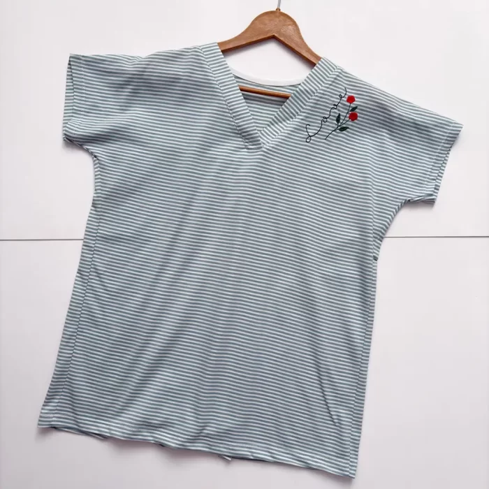 تیشرت راه راه گلدوزی تیفانی