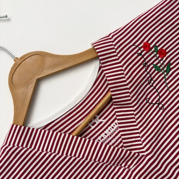 تیشرت راه راه گلدوزی