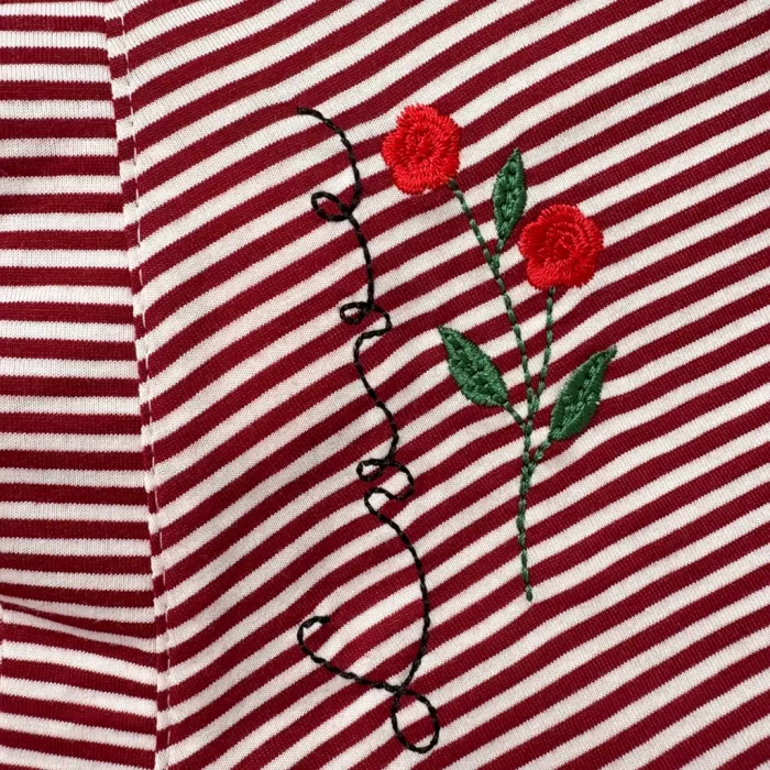 تیشرت راه راه گلدوزی