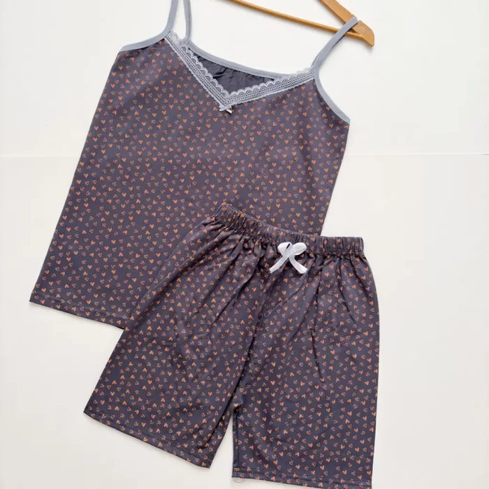 ست تاپ شورتک گلدار نوک مدادی