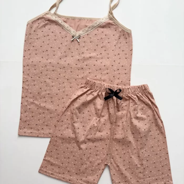 ست تاپ شورتک گلدار گلبهی