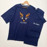 تیشرت و شلوار لانگ و بگ گوزن سورمه ای