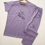 ست تیشرت و شلوار دست و گل بنفش