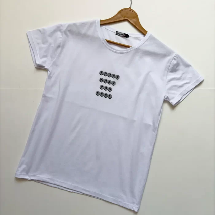 تیشرت نوشته قواره نرمال سفید