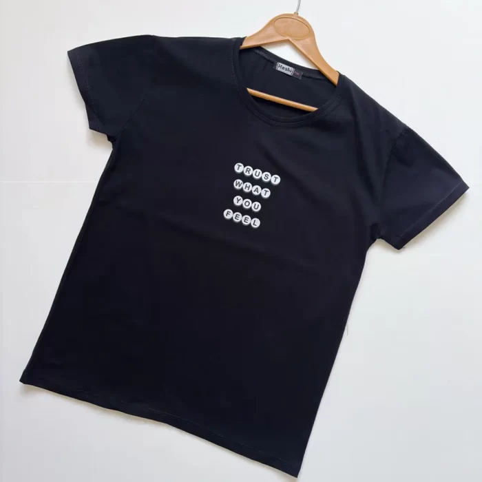 تیشرت نوشته قواره نرمال مشکی