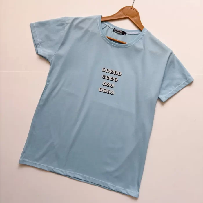 تیشرت نوشته قواره نرمال آبی