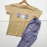 ست تیشرت و شلوار عروسکی کرمی