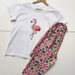 ست تیشرت و شلوار عروسکی سفید فلامینگو