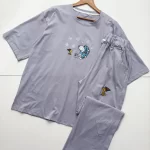 ست تیشرت و شلوار لانگ و بگ اسنوپی طوسی روشن