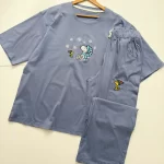 ست تیشرت و شلوار لانگ و بگ اسنوپی طوسی تیره