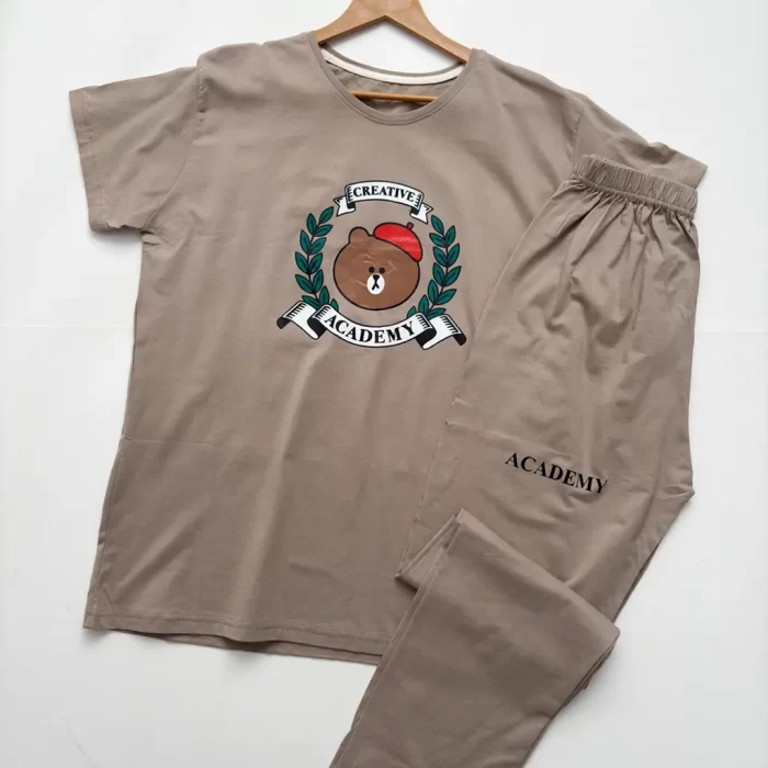 ست تیشرت و شلوار تدی کرم