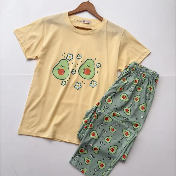 ست تیشرت و شلوار عروسکی آووکادو